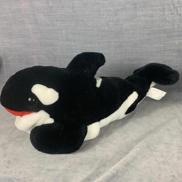 Sea World Orca Killer Whale Hand Puppet 14inchWith Squeaker Plush Stuffed Animal - Picture 2 of 8